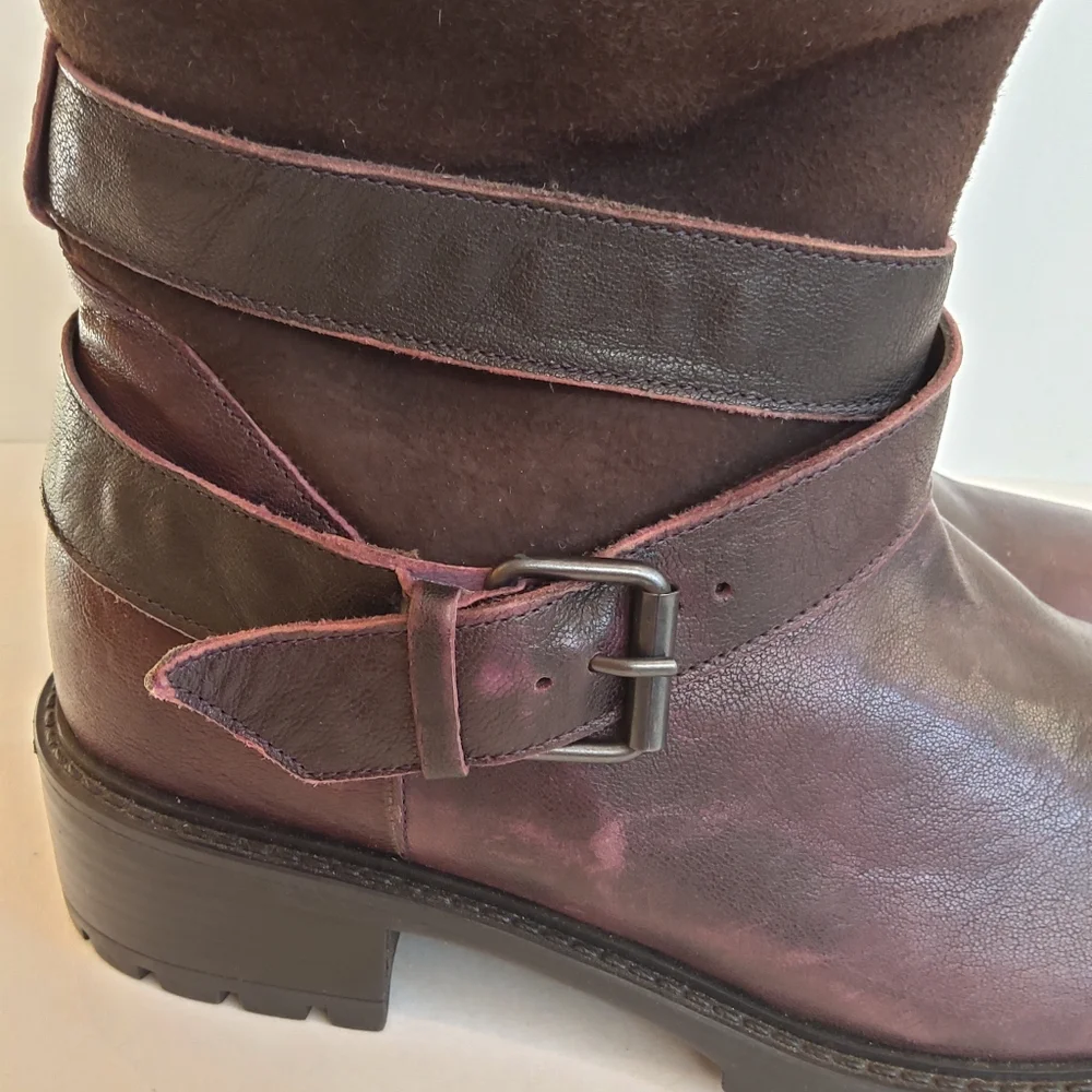 Ross & snow Emilina weatherproof shearling winter moto boots Lug Sole